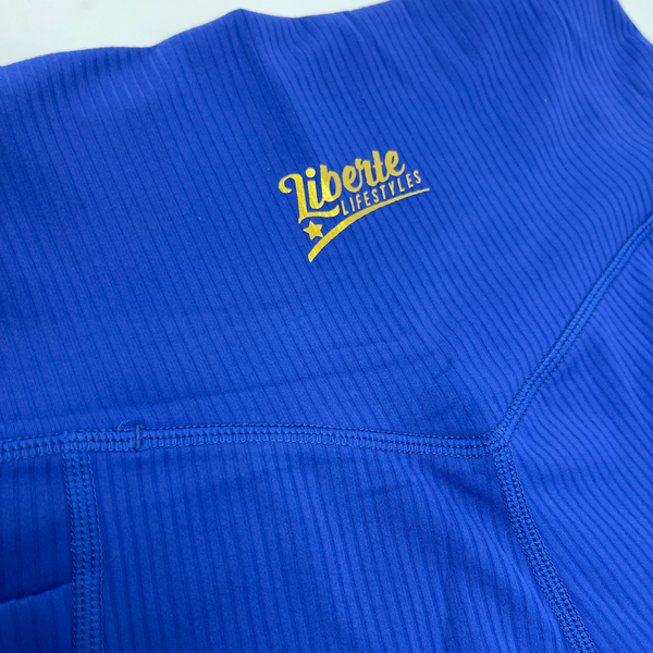 Liberte Lifestyles Royal blue Ribbed 5" Lifestyle Shorts High rise shorts with pockets 
