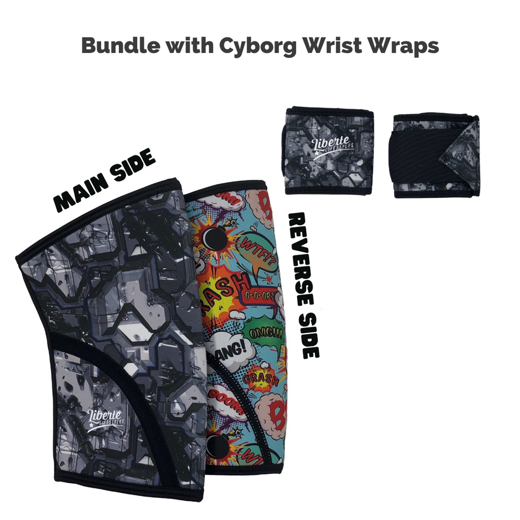 Knee Sleeve & Wrist Wrap Bundle - Cyborg Superhero