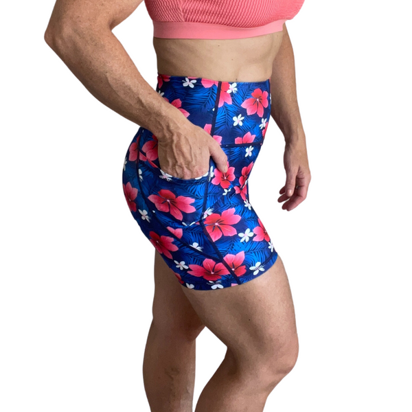 Liberte Lifestyles Aloha Floral 5" Shorts with pockets - tropical gym shorts