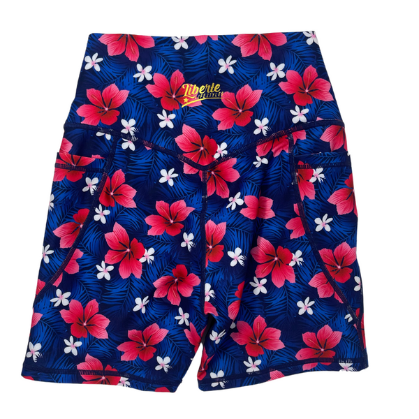 Liberte Lifestyles Aloha Floral 5" Shorts with pockets - tropical gym shorts