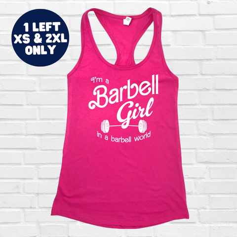 Barbell Girl Racerback Tank - Raspberry Pink - XS & 2XL ONLY