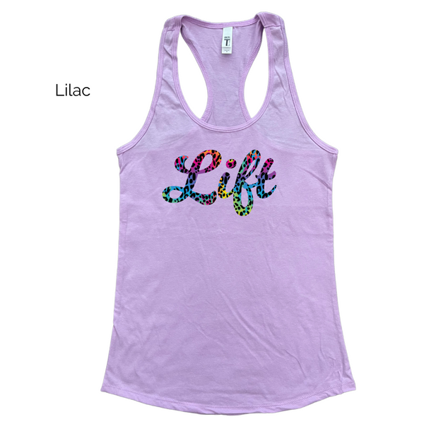 Lift Rainbow Leopard racerback tank - Liberte Lifestyles fitness tees