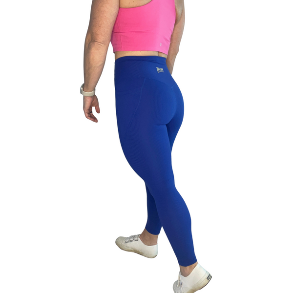 ROYAL BLUE RIBBED 25" LIFESTYLE LEGGINGS  HIGH RISE WITH POCKETS - LIBERTE LIFESTYLES