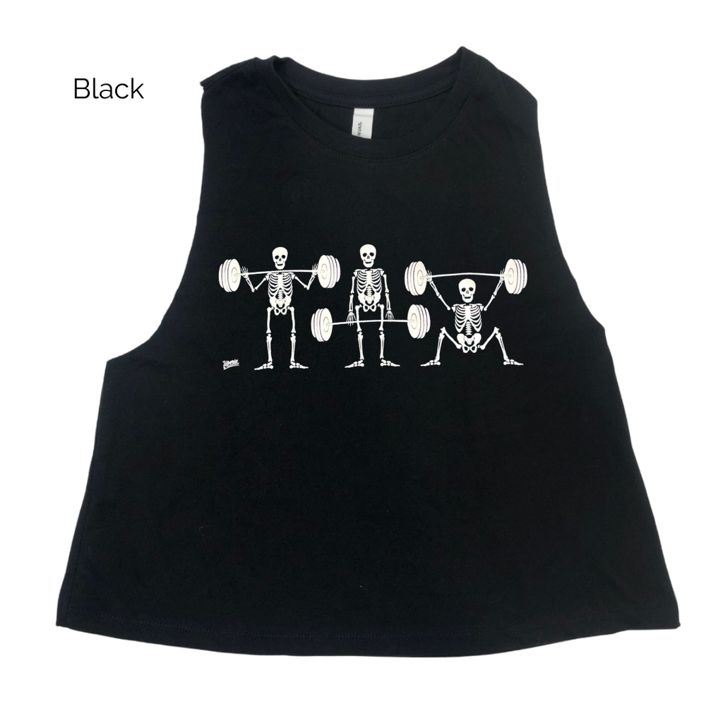 Strong bones crop tank - Weightlifting skeletons tank