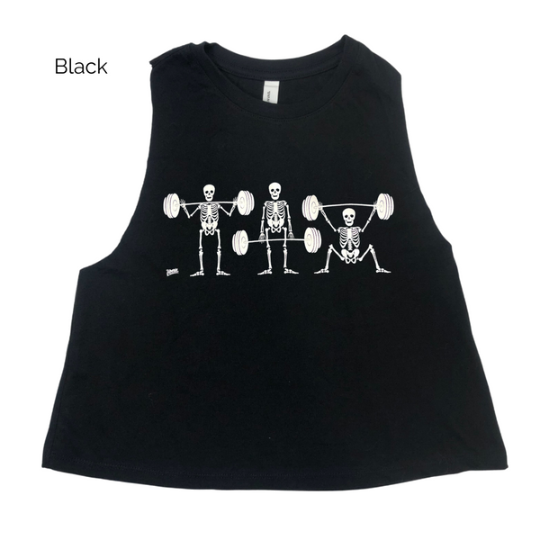Strong bones crop tank - Weightlifting skeletons tank