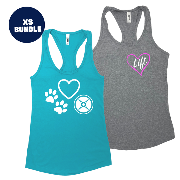 XS Racerback Tank Bundle - Tahiti blue & Grey - FINAL SALE