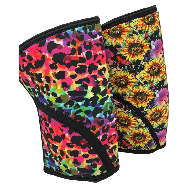 Liberte Lifestyles Knee Sleeves and Fitness Accessories for Crossfit weightlifting powerlifting - rainbow leopard sunflower