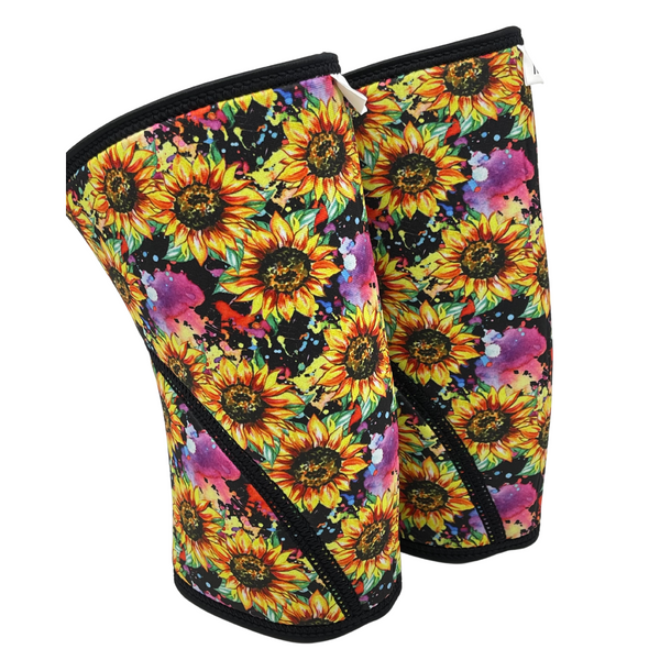 Liberte Lifestyles Knee Sleeves and Fitness Accessories for Crossfit weightlifting powerlifting - rainbow leopard sunflower