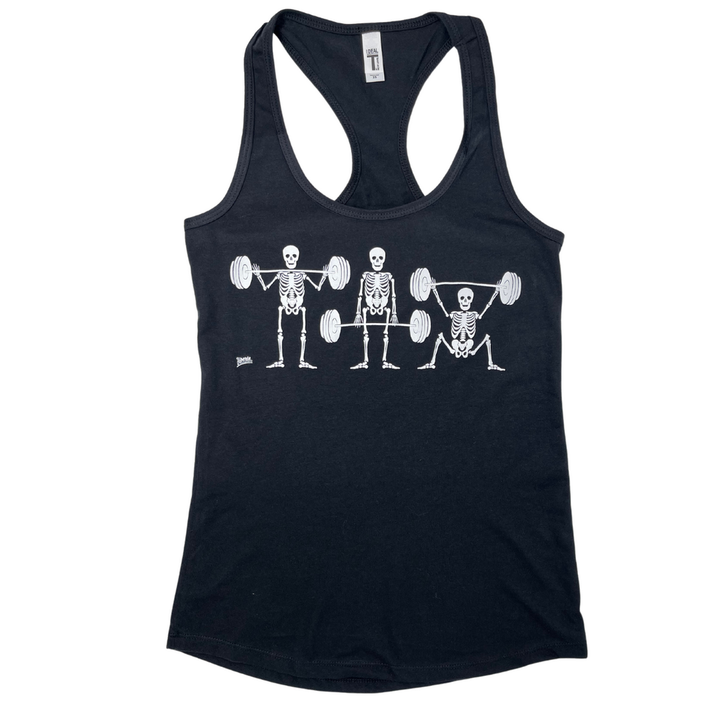 Strong bones racerback tank - Weighlifting Skeletons Tank - liberte Lifestyles