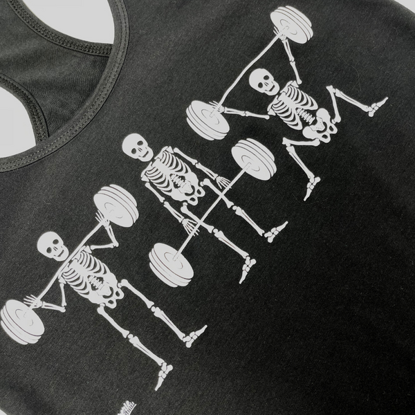 Strong bones racerback tank - Weighlifting Skeletons Tank - liberte Lifestyles