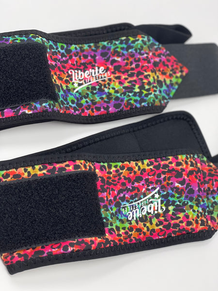 Liberte Lifestyles Gym and Fitness Accessories and Apprel - Wrist Wraps Rainbow Leopard Print