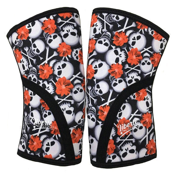 Liberte Lifestyles Knee Sleeves Hibiscus Skull Print Pair