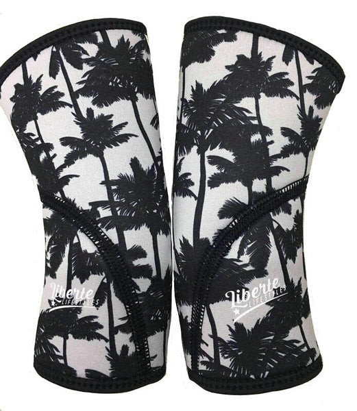 Liberte Lifestyles Knee Sleeves Hibiscus Skull Reverse Side Palm Beach Tree Pair