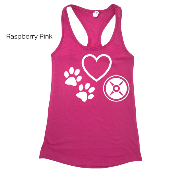 Love dogs and weights racerback tank - Dog lover gym lover top - Liberte Lifestyles Fitness Tanks