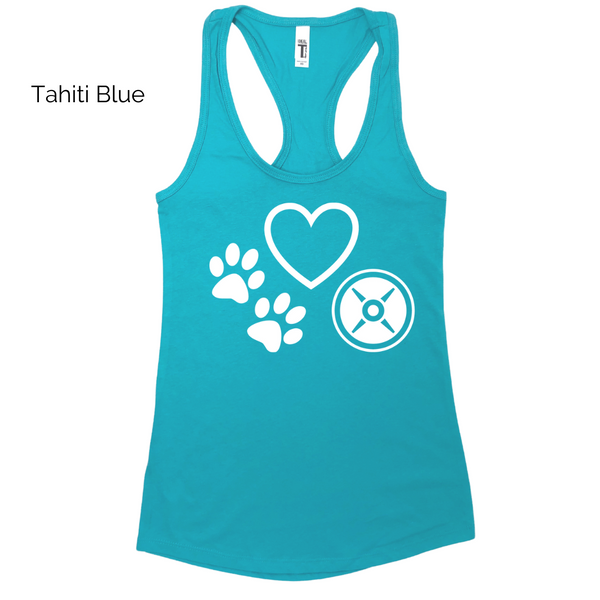Love dogs and weights racerback tank - Dog lover gym lover top - Liberte Lifestyles Fitness Tanks