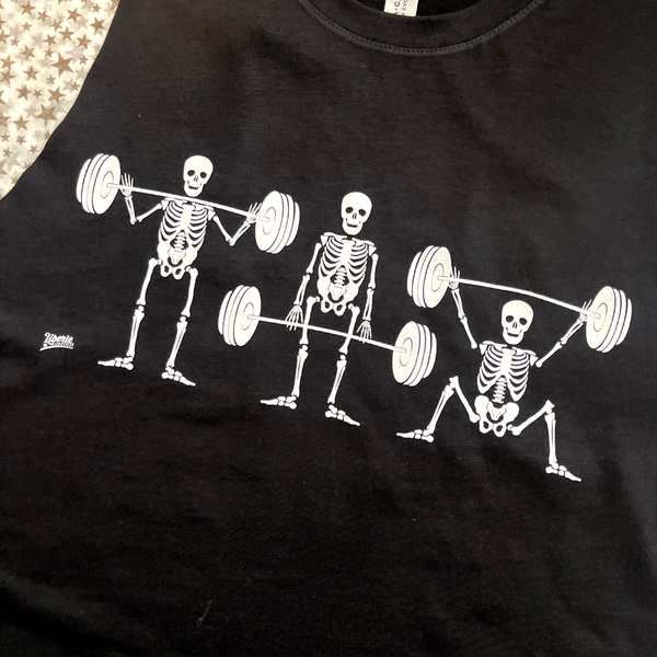 Strong bones crop tank - Weightlifting skeletons tank
